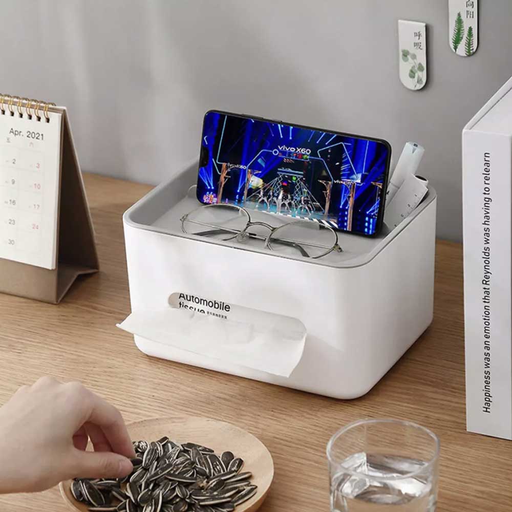 Rectangular Tissue Box Multifunctional Tissue Box Napkin Holder for Living Room