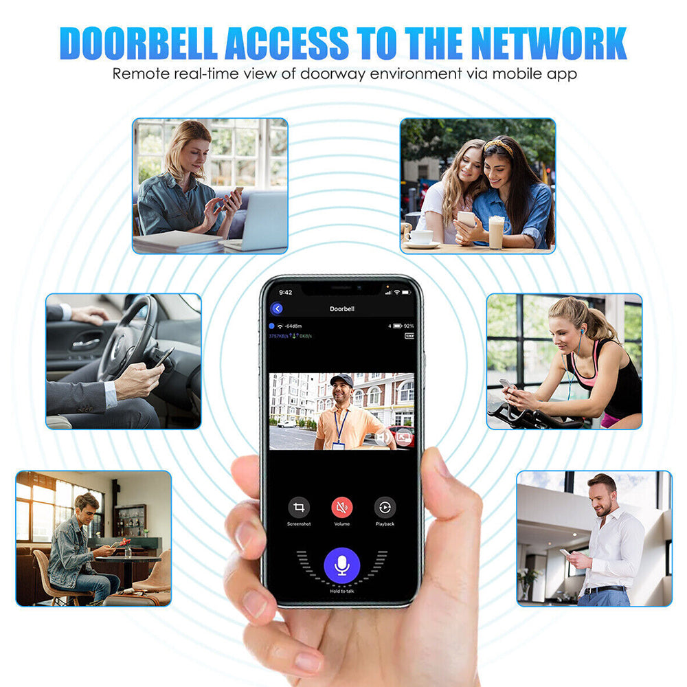 Wireless Smart Video Doorbell WiFi Tuya Security Camera Bell Phone Door Ring