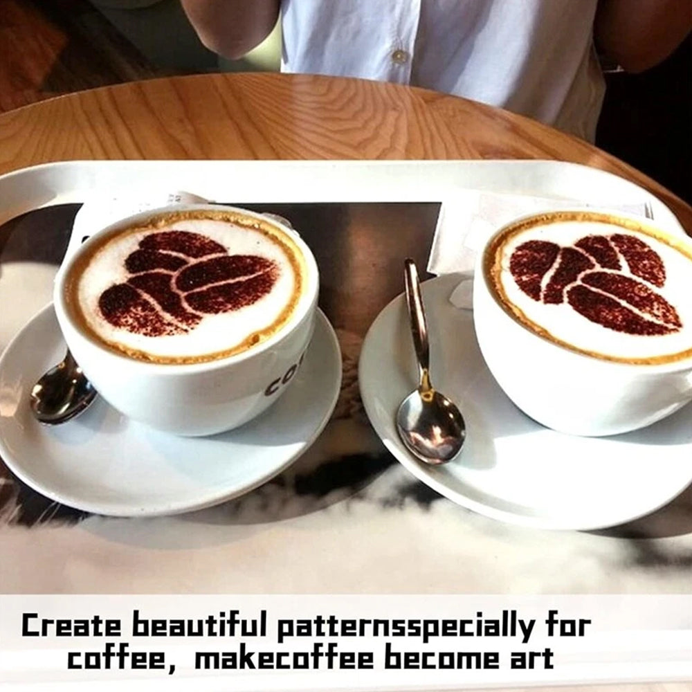 4x Barista Cappuccino Stencils - Stainless Steel Coffee Latte Art Templates