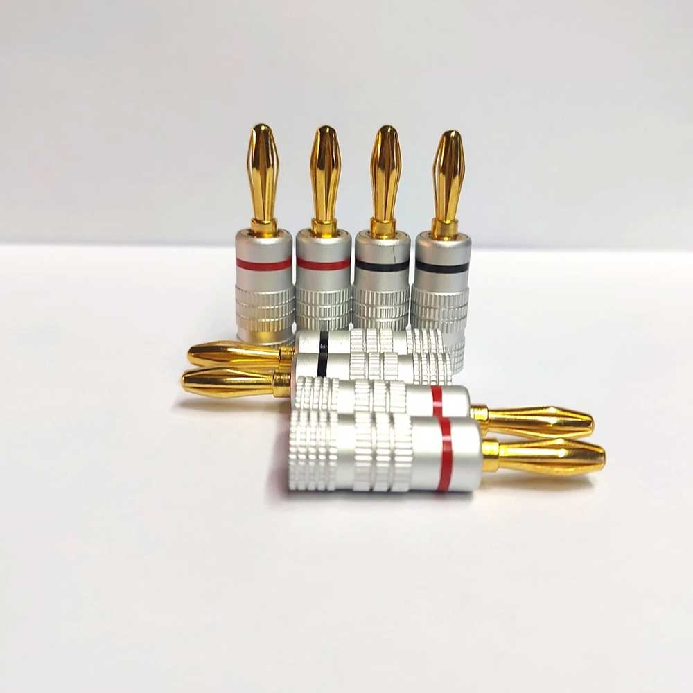 8 PCS Professional Banana Plugs - 24K Gold Plated HiFi Audio Connectors Red Black