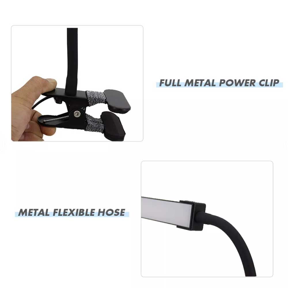 Modern Clip On LED Desk Lamp Eye Care USB Power Dimmable Light Adjustable Clamp