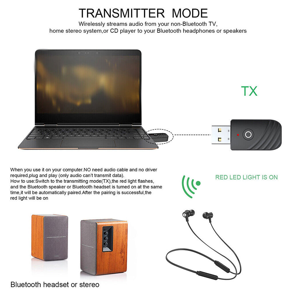 Wireless Bluetooth5.0 Adapter AUX Audio Stereo Receiver Music Speaker Transmitter