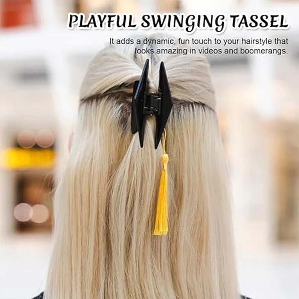 2X Graduation Cap Tassel Hair Clip - Mini Graduation Cap Hair Claw for Graduation Decor