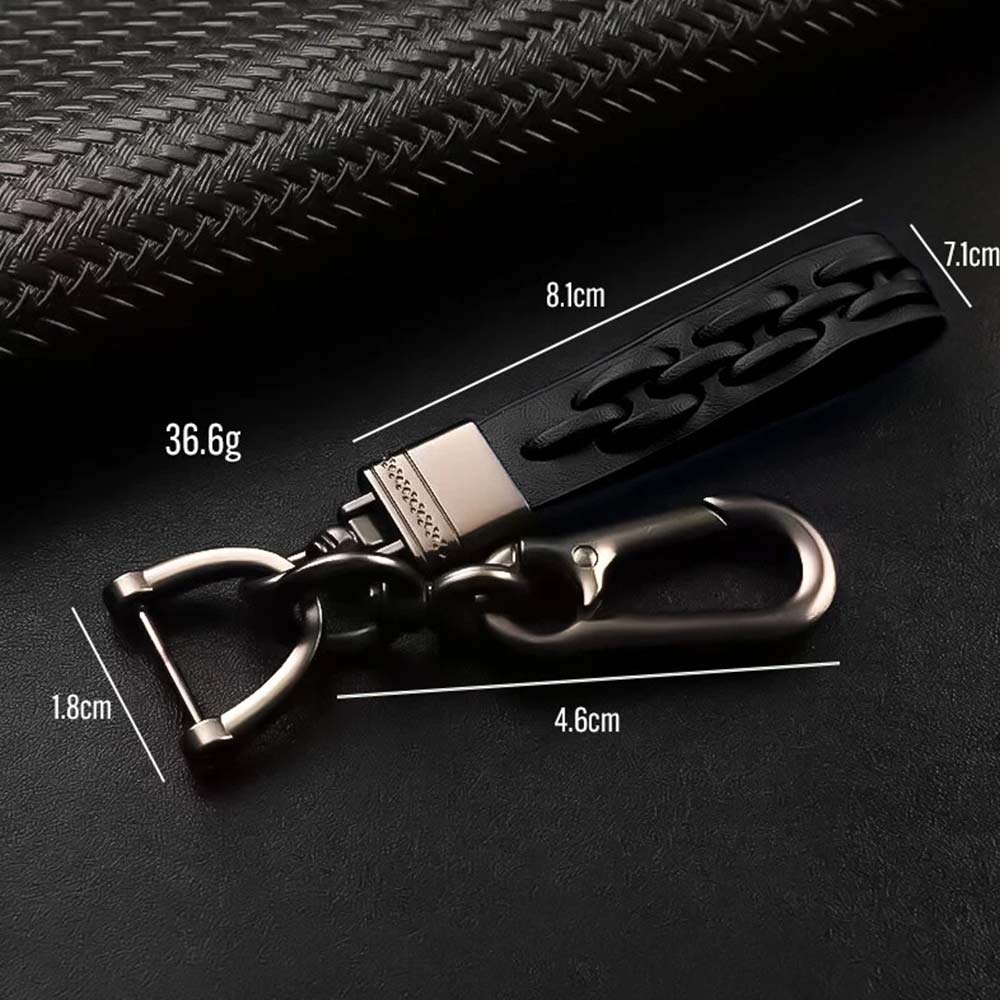 PU Leather Stylish Keyring for Car Keys - Metal Keychain with Carabiner and Key Ring