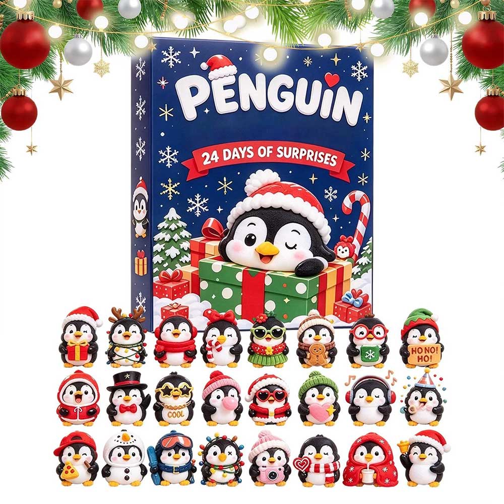 Christmas Countdown Calendar – 24-Day 3D Penguin Animal Figure Decor Set