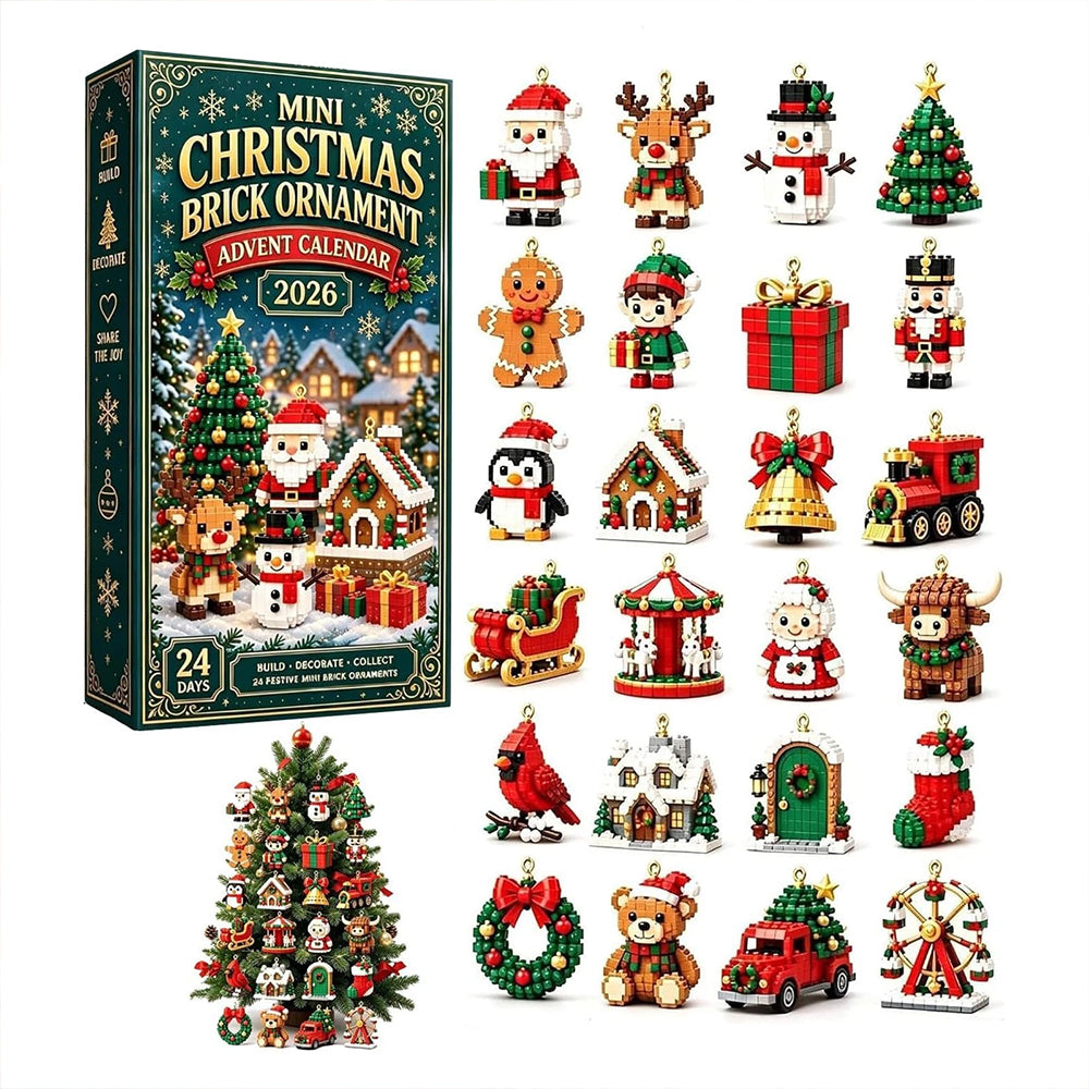 Christmas Brick Advent Calendar – 24 Mini Build Ornaments for Tree & Wreath