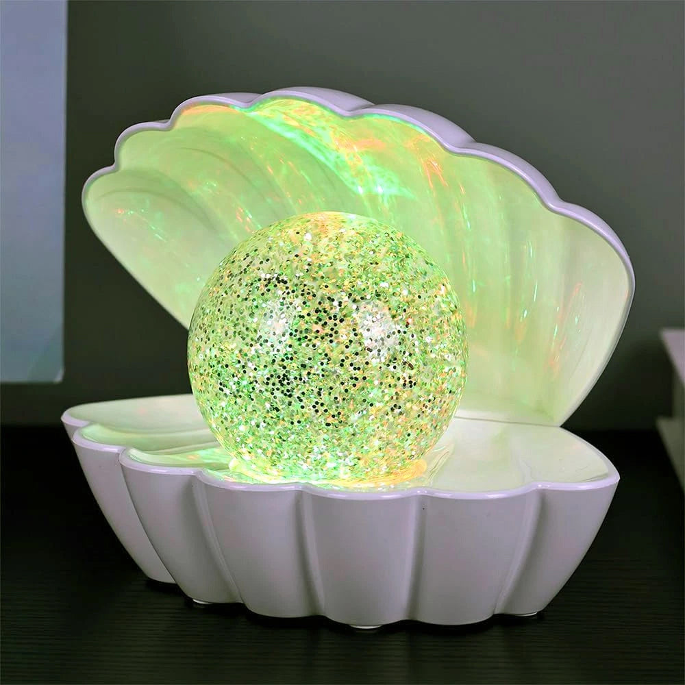 White Glitter Ball Lamp – 7-Colour LED Seashell Clam Mood Light