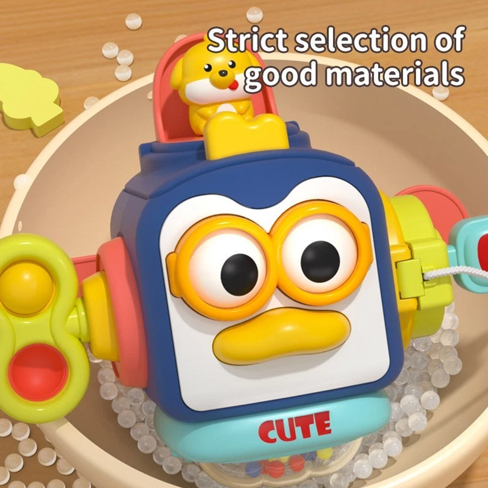 Penguin Busy Cube – Montessori Sensory Toy for Early Learning & Travel Play