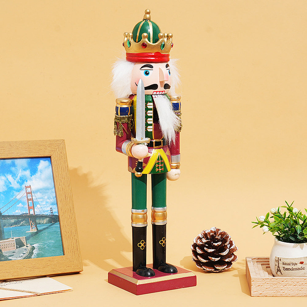 Wooden Nutcracker Soldier Figurines | Traditional Christmas Tabletop Decor with Festive Design