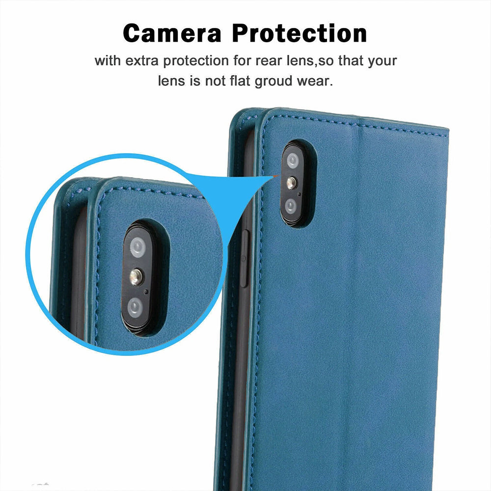 Magnetic Wallet Case for iPhone 17 PU Leather Flip Cover with Card Slots & Kickstand