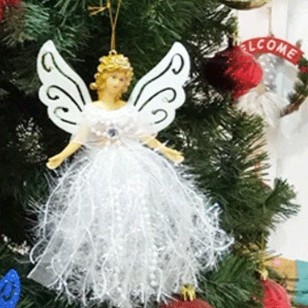 Christmas Tree Topper – White Angel Hanging Fairy, Festive Xmas Tree Ornament Decoration