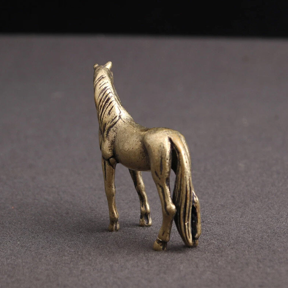Solid Brass Steed Statue Year of Horse Figurine Home Desktop Decor Ornament Tea Pet