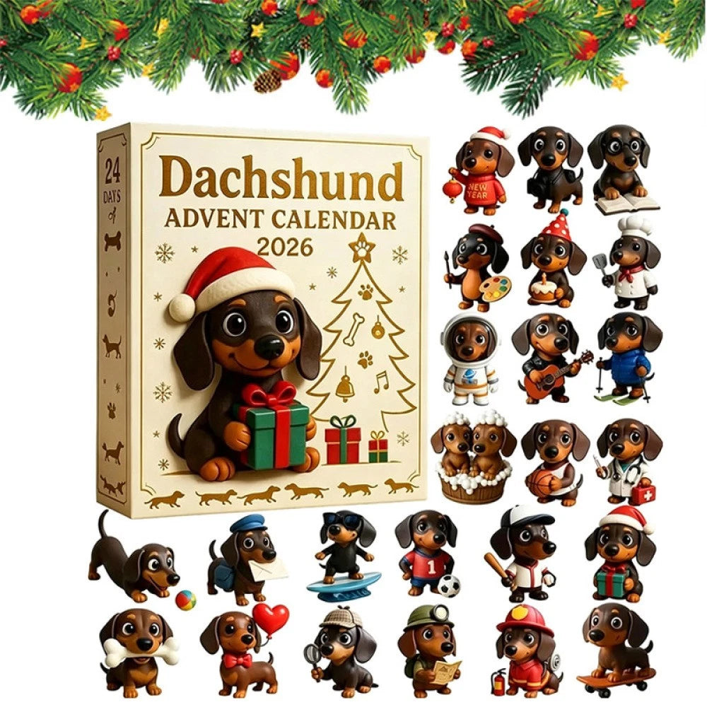 24-Day Dachshund Advent Calendar – Acrylic 2D Ornament Christmas Countdown