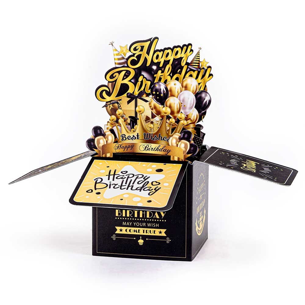 3D Pop-Up Birthday Card - Elegant Greeting Card for Her, Him, Mum, Dad & Friends