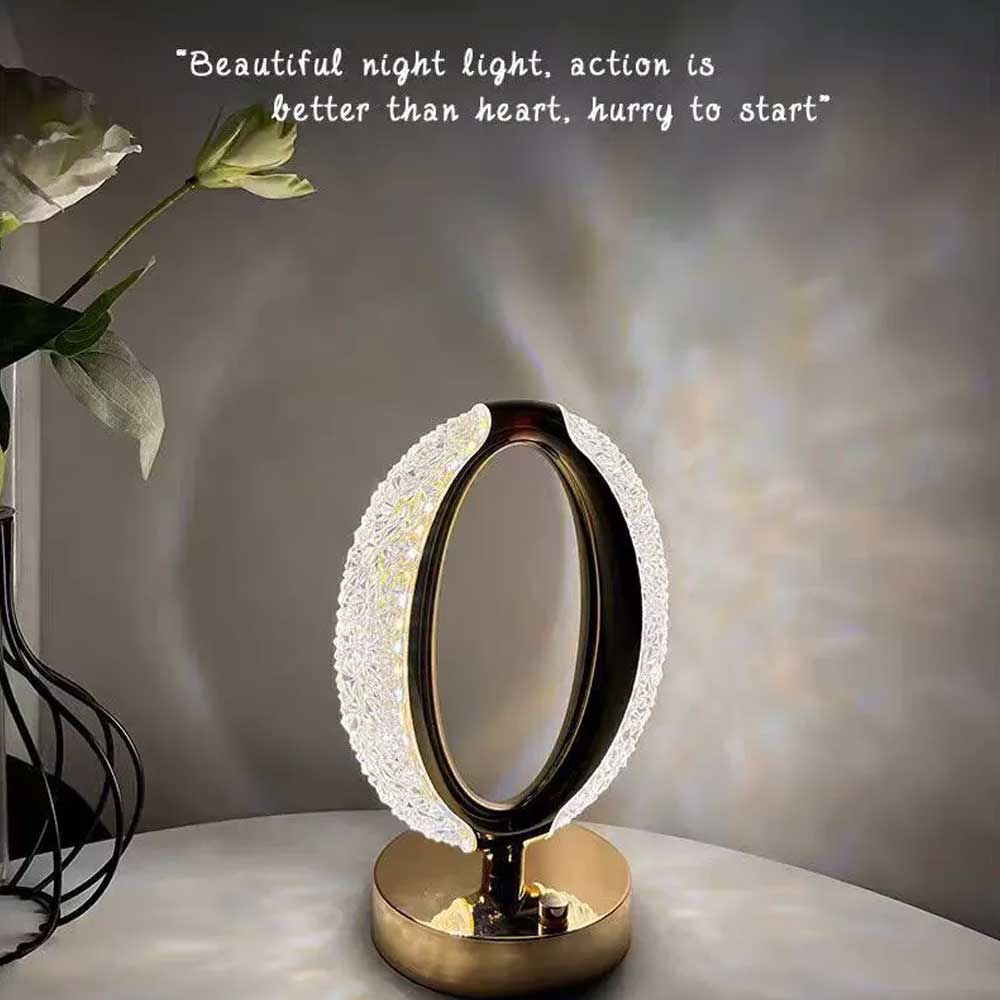 Table Lamp Crystal Night Light Touch Control USB Rechargeable Bedside Lamp Decor
