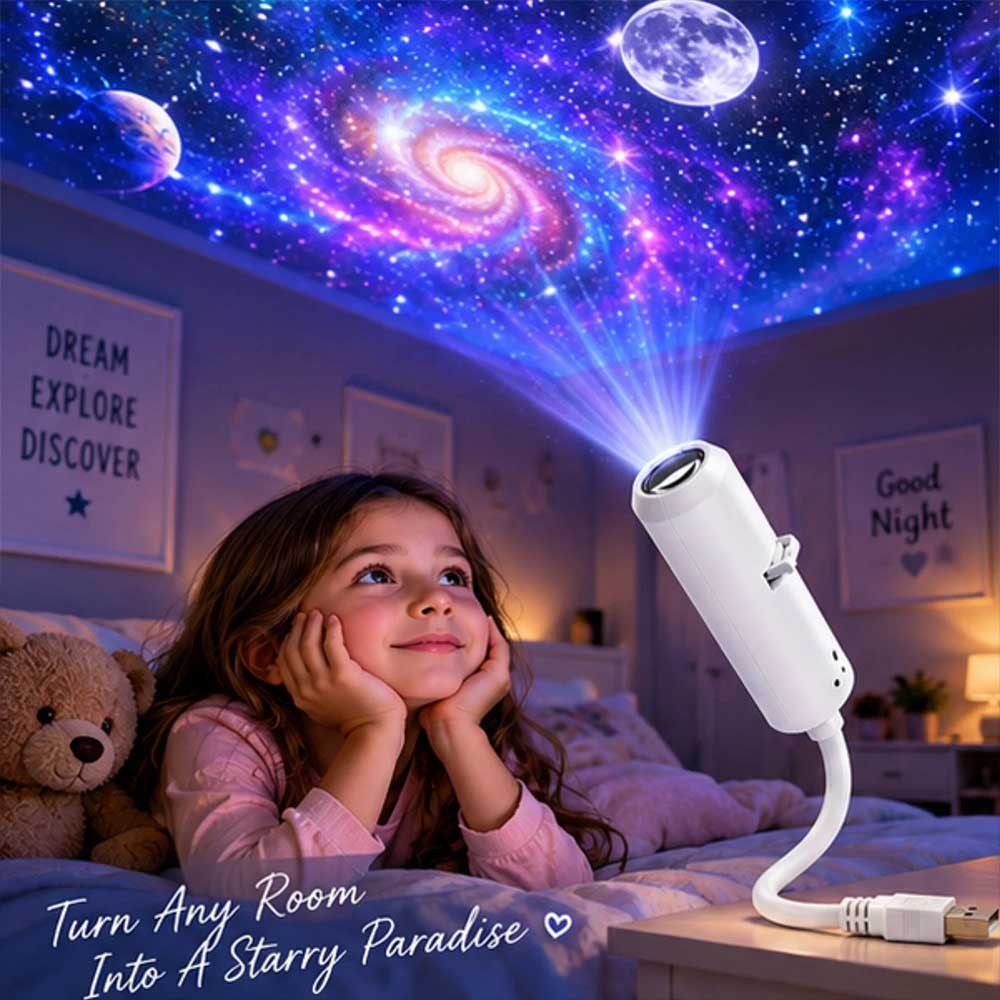 24-in-1 Galaxy Projector – 5D Starry Sky Night Light, USB & 360° Adjustable