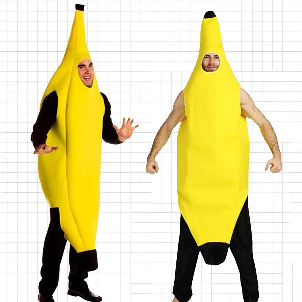 Halloween Banana Suit Dress Fancy Cosplay Costume Body Suit Outfit Adult Unisex