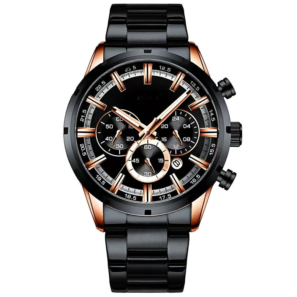 CURREN Men's Chronograph Watch – 6-Hand Multifunction Stainless Steel Sport Wristwatch
