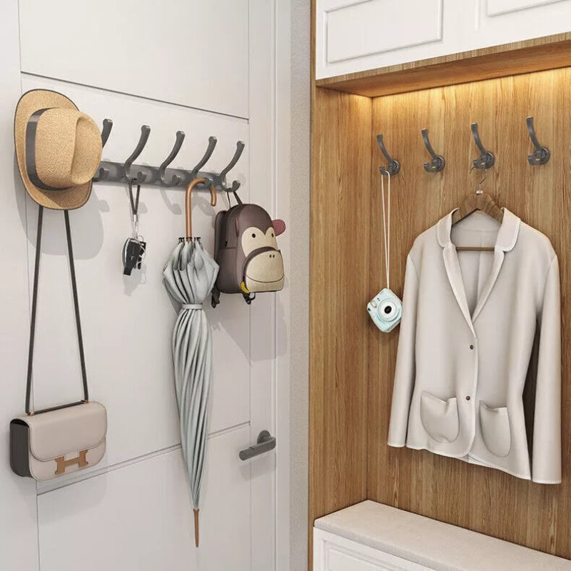 6 Hooks Aluminum Coat Clothes Door Holder Rack Key Hooks Wall Mounted Hanger