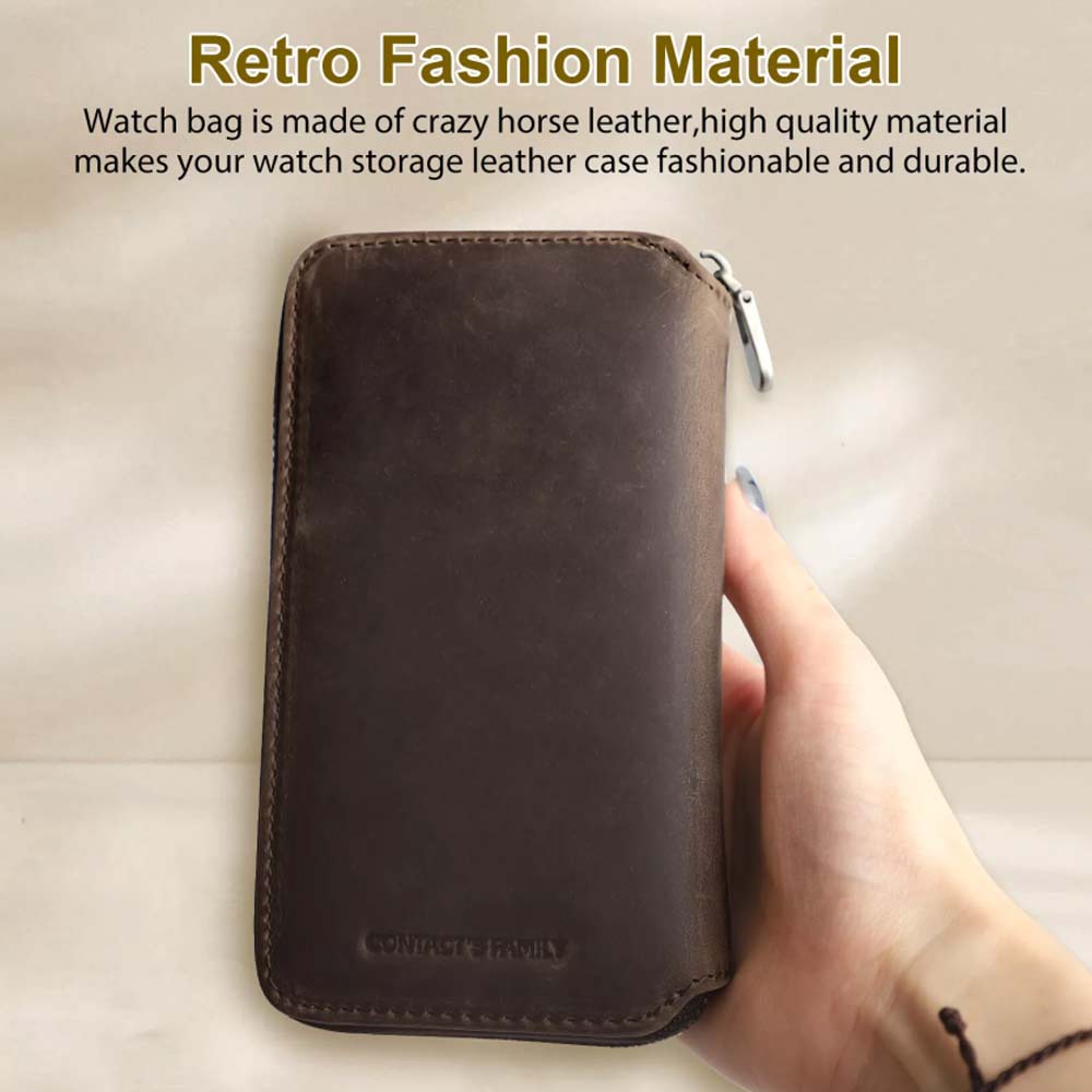 Watch Display Box – Leather Travel Case, Jewelry Storage Pouch, Portable Zipper Bag