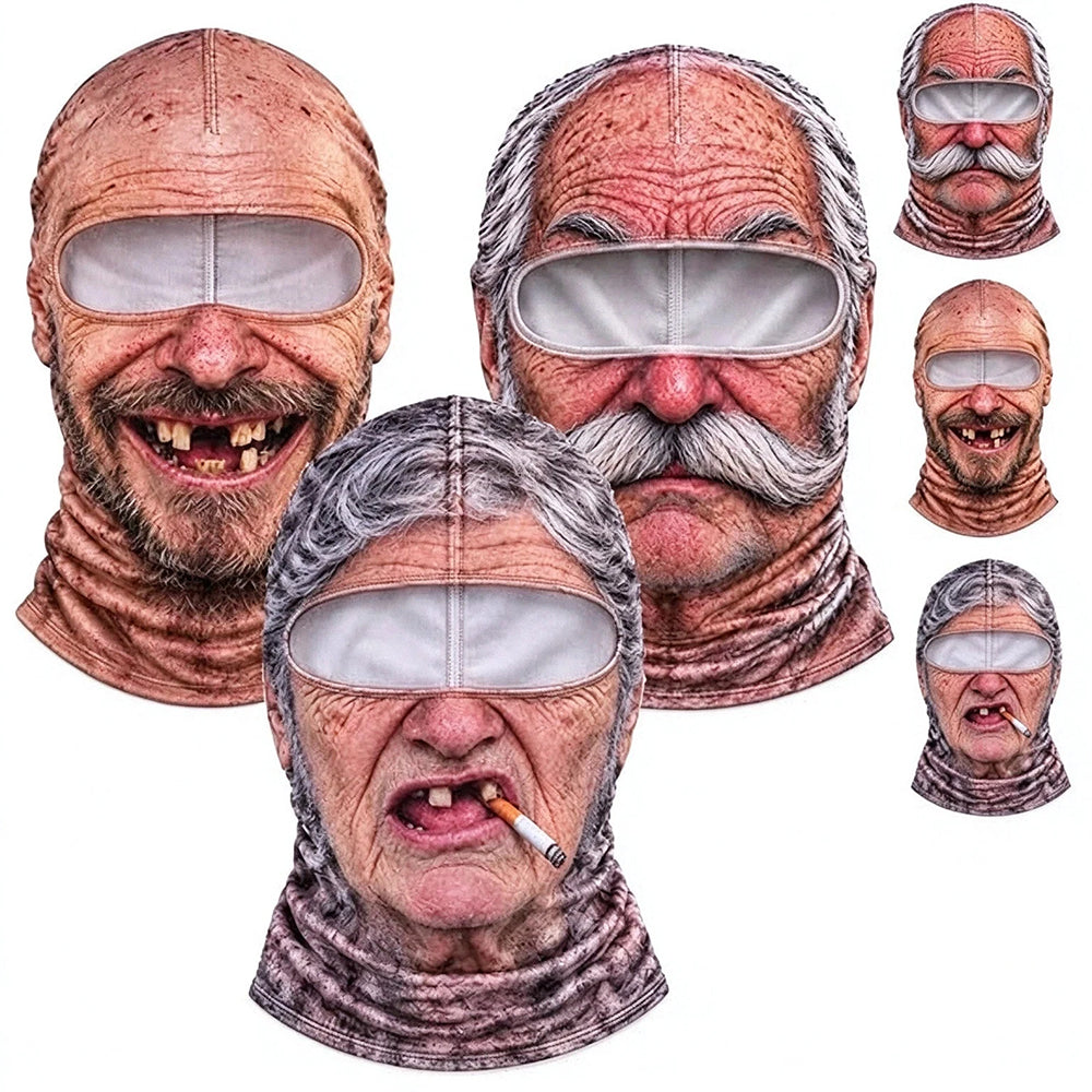Funny Face Balaclava – 3D Old Man Ski Mask for Motorcycle & Snowboard