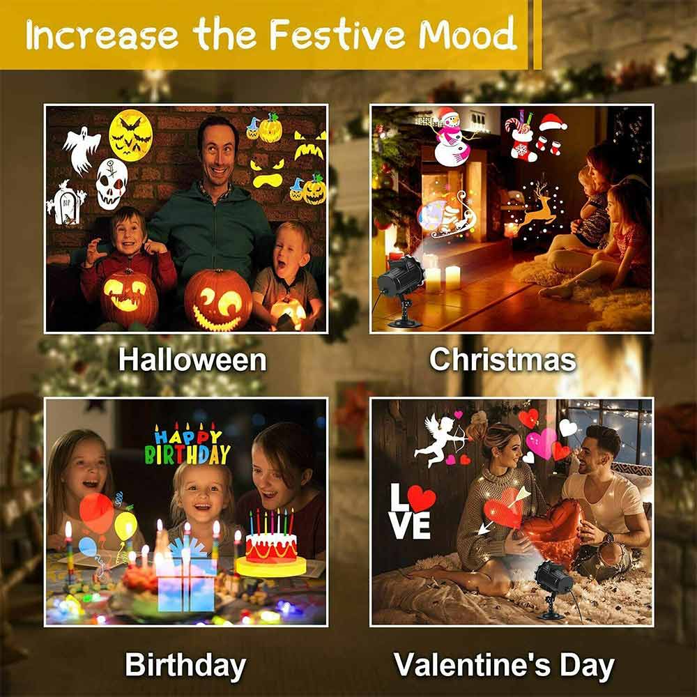 12X Pictures Projector Light  Newest LED Christmas Moving Laser Snowflake Xmas