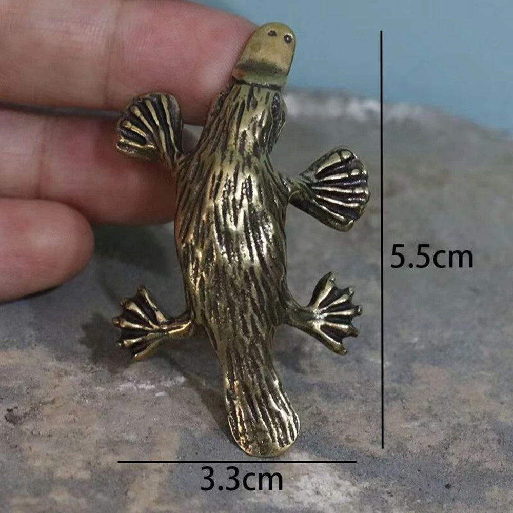 2x Brass Platypus Statue - Tea Pet Figurine Home Desktop Decor Ornaments