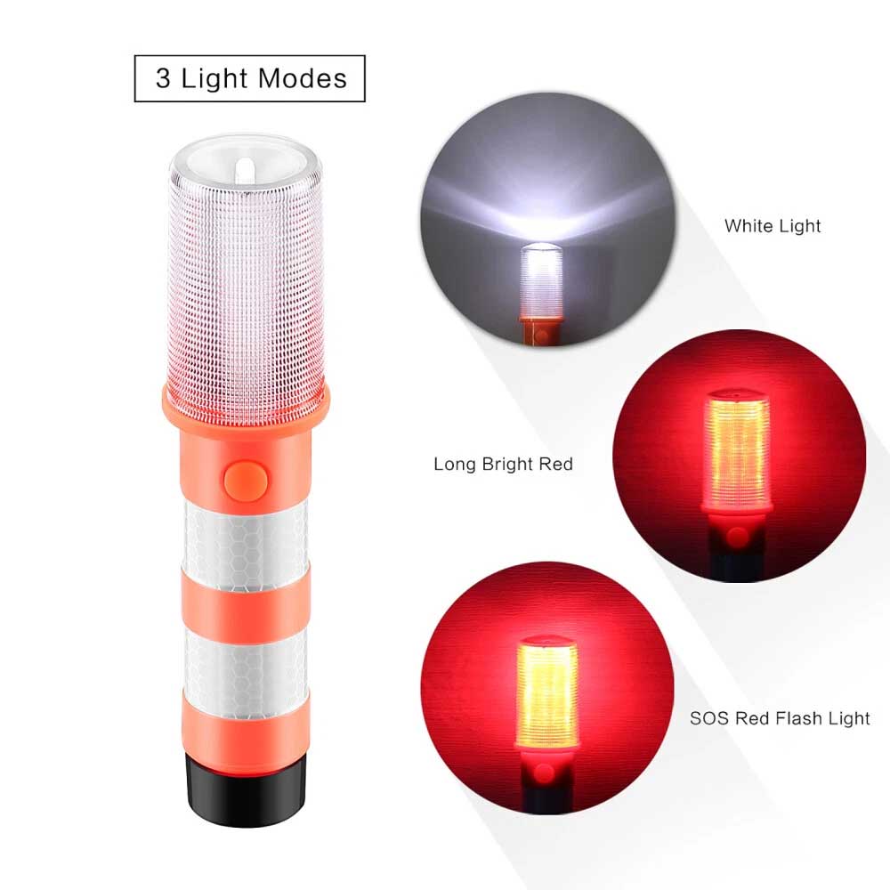 2PCS LED Car Emergency Warning Lights - Roadside Strobe Flares & Safety Beacons