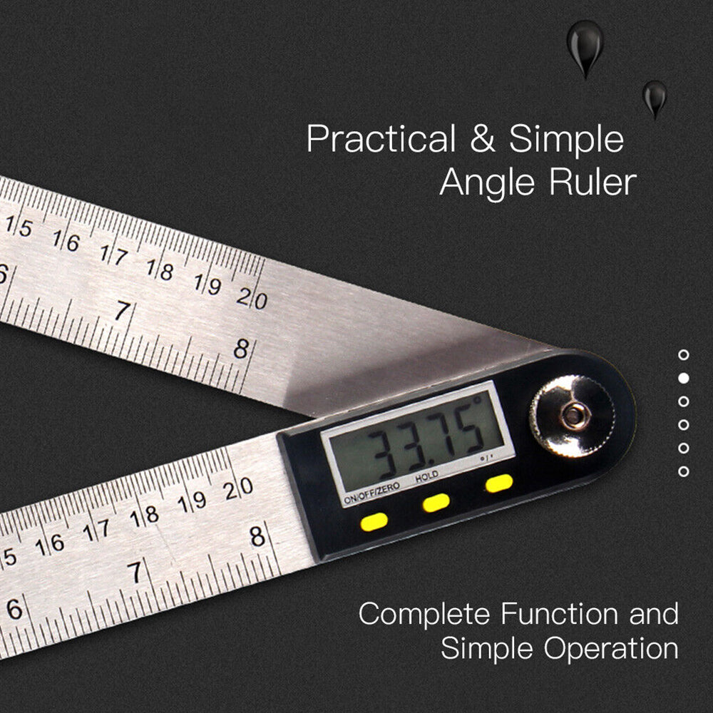 200mm 360° Stainless Steel Electronic Protractor Digital LCD Display Angle Ruler