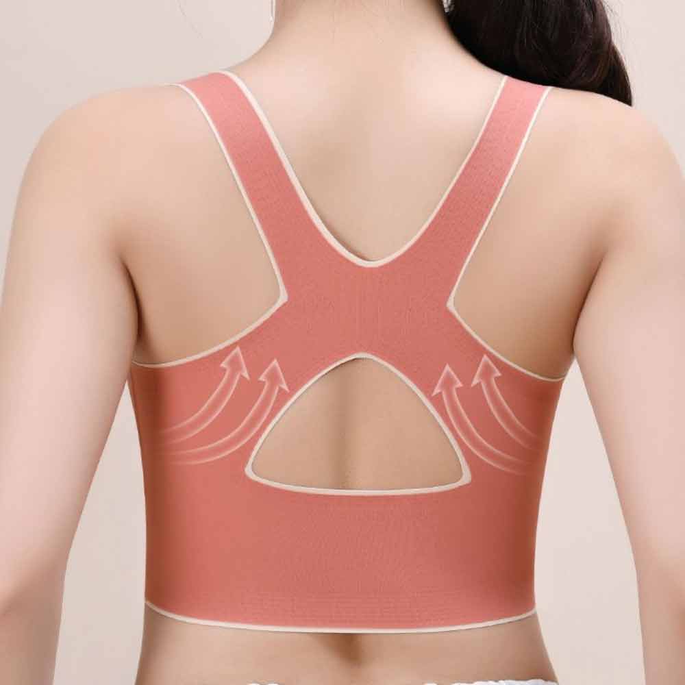 Women Comfy Corset Bra Sport Front Cross Seamless Smooth Liner Side Buckle Bra