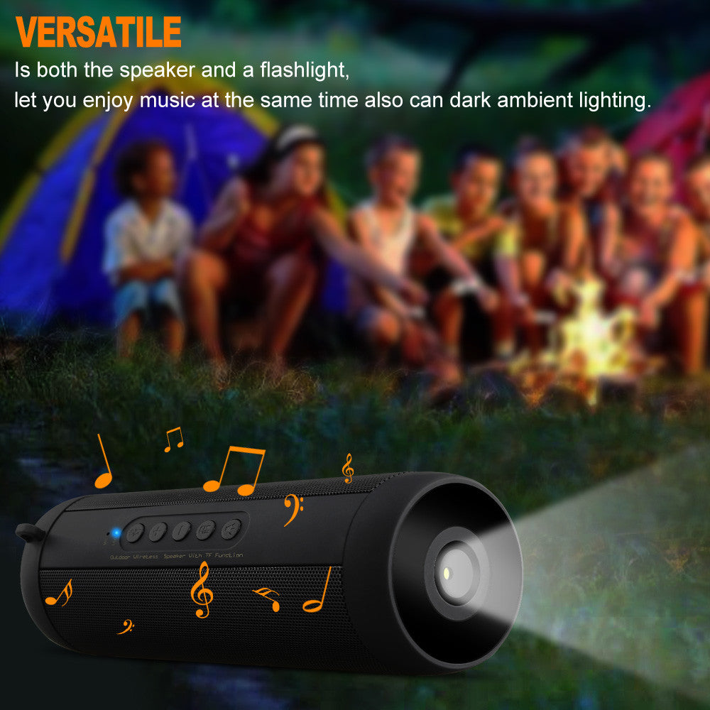 Waterproof Bluetooth Subwoofer – Portable Speaker with TF Card, Flashlight & Radio