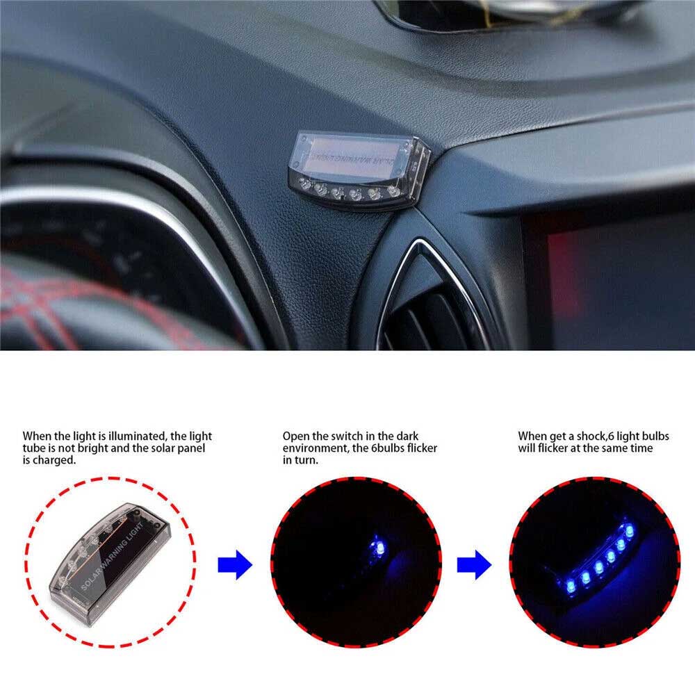 Car Solar Fake Alarm LED Light - Dummy Anti-Theft Security Flashing Warning