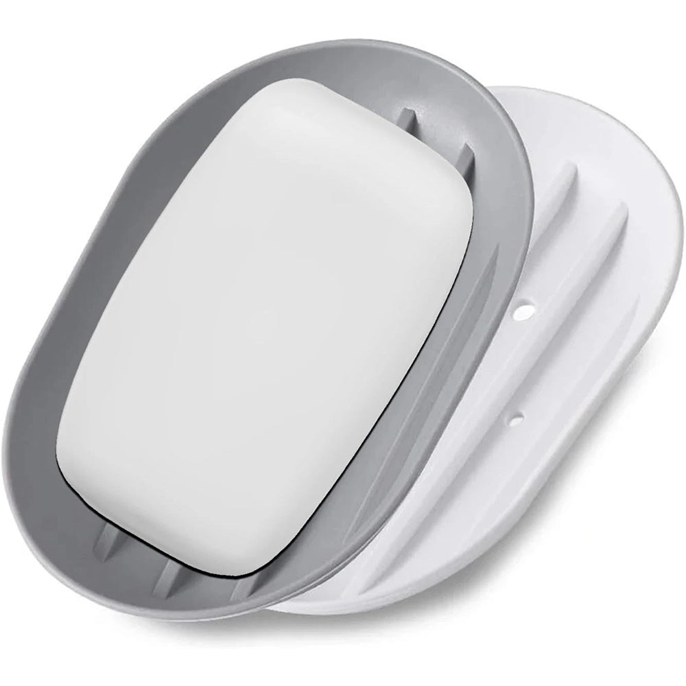2-Pack Soap Tray – Silicone Bathroom Dish Soapbox with Drainage Holder