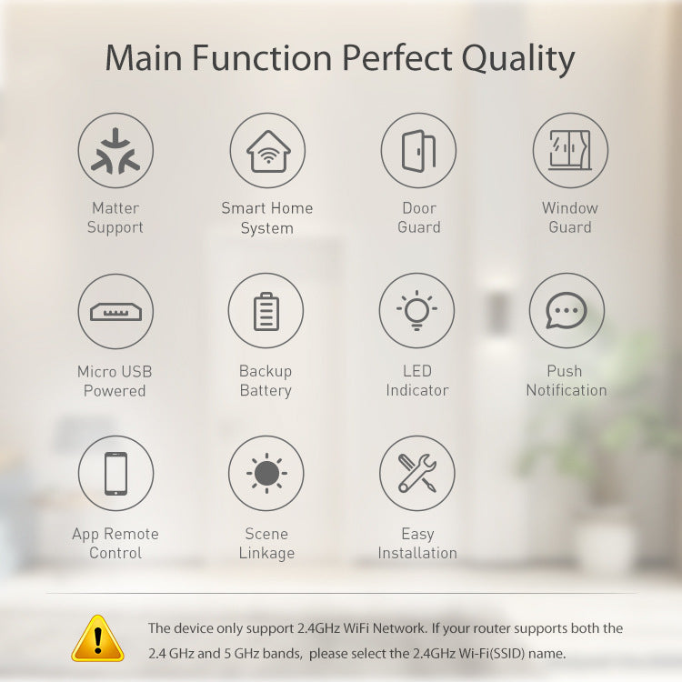 WiFi Magnetic Door Alarm – Smart Sensor with Matter Thread & Phone Alert