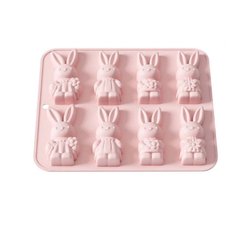 8 Grid Easter Bunny Baking Mold - Food Grade Silicone Baking Tray for Easter Treats