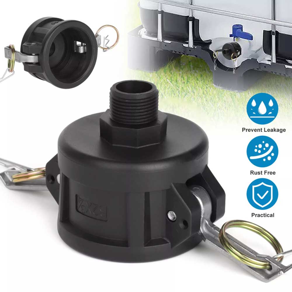 IBC Tote Tank Drain Adapter – 2" Cam Lock to 3/4" Garden Hose for 275/330 Gallon Tanks