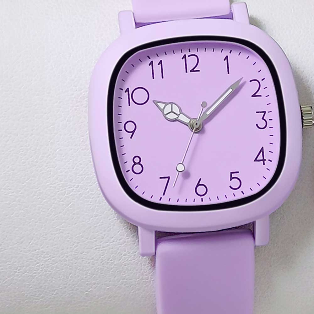 Purple Silicone Quartz Wristwatches Stainless Steel Ladies Watches Women Watch