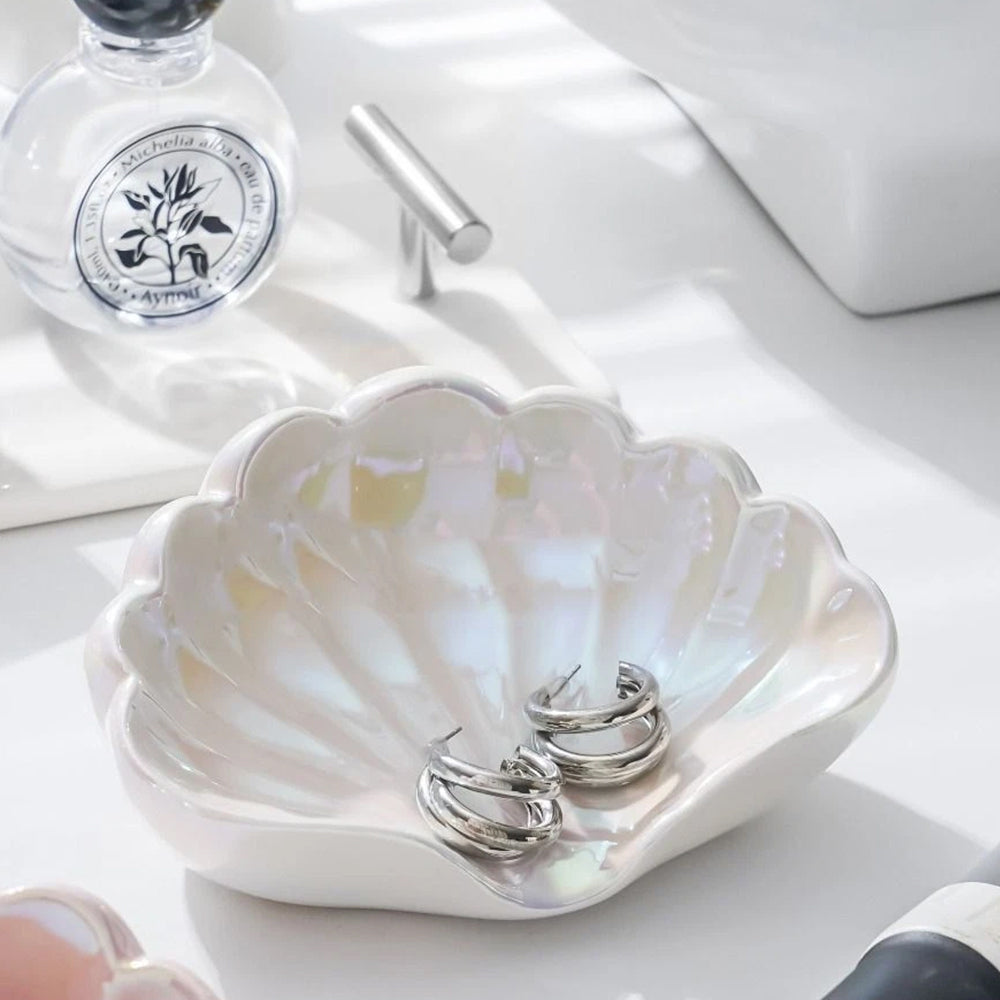 Ceramic Seashell Soap Box – Draining Non-Slip Soap Dish for Bathroom Accessories