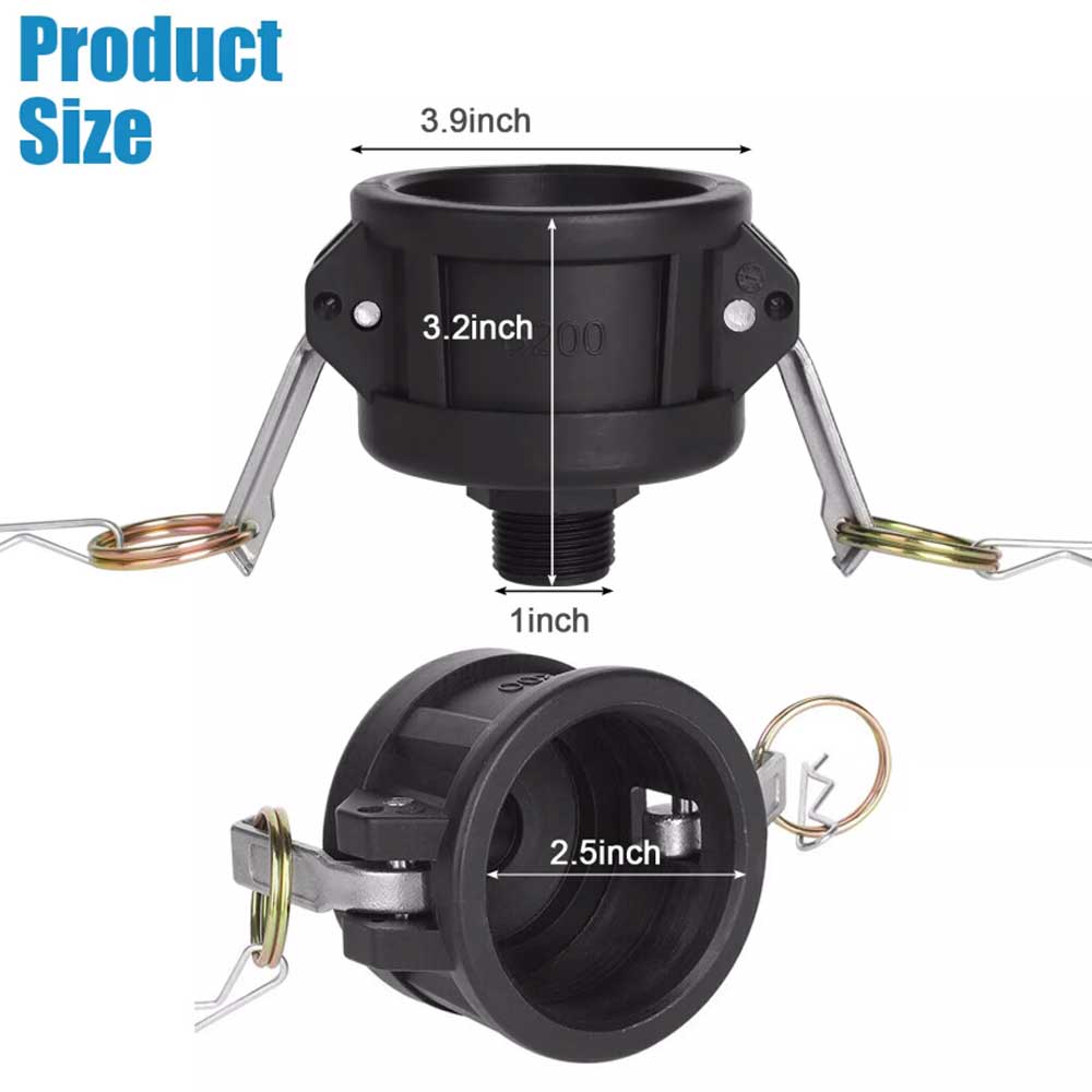 IBC Tote Tank Drain Adapter – 2" Cam Lock to 3/4" Garden Hose for 275/330 Gallon Tanks