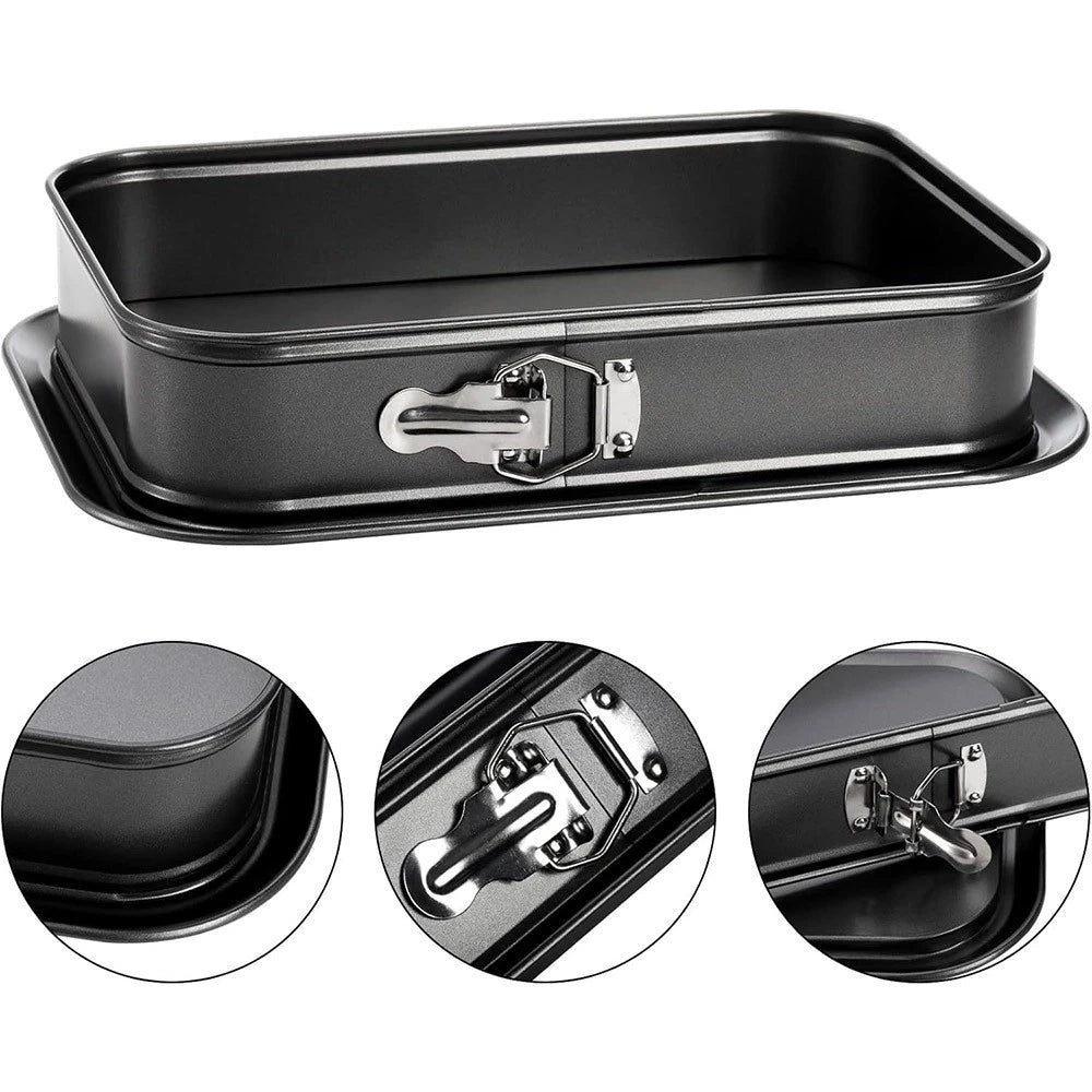 28CM Cake Tin Rectangular Non Stick Spring Form Baking Bake Tray Bakeware