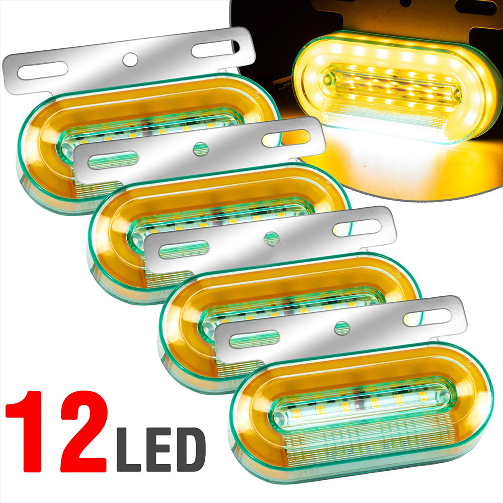 4X 24V Truck Side Marker Light Dynamic LED Yellow Trailer Lorry Van Bus Caravan
