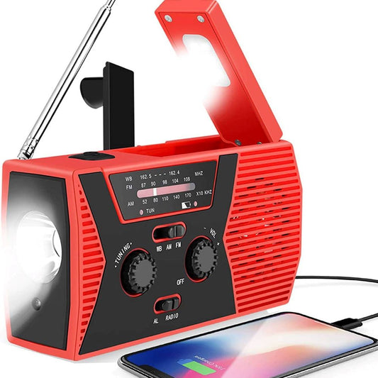 Portable Solar & Hand Crank Emergency Radio – Waterproof with Flashlight & Reading Light