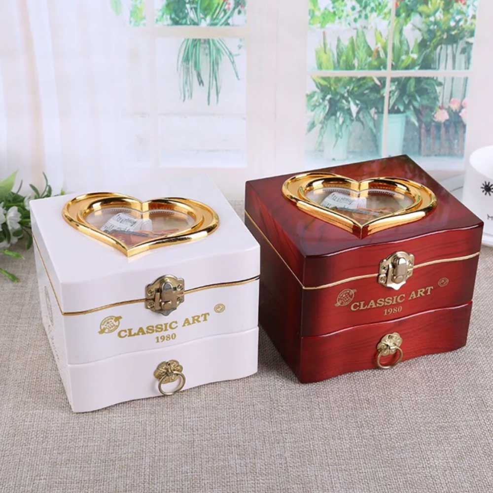 Vintage Automatic Music Box with Ballet Dancing Girl 2-layer Jewelry Box Gift for Her