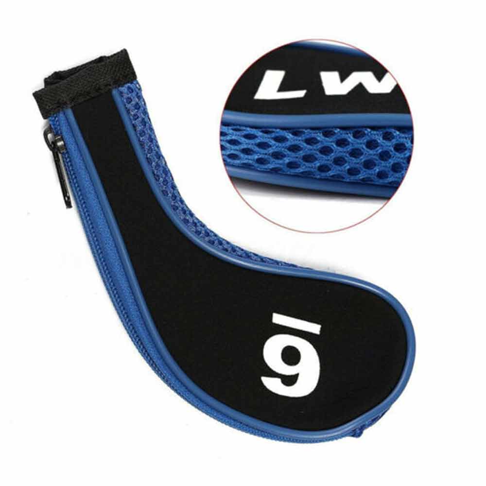 12pcs Neoprene Golf Club Iron Head Cover  Zipper Long Neck 3-9 A SW PW LW