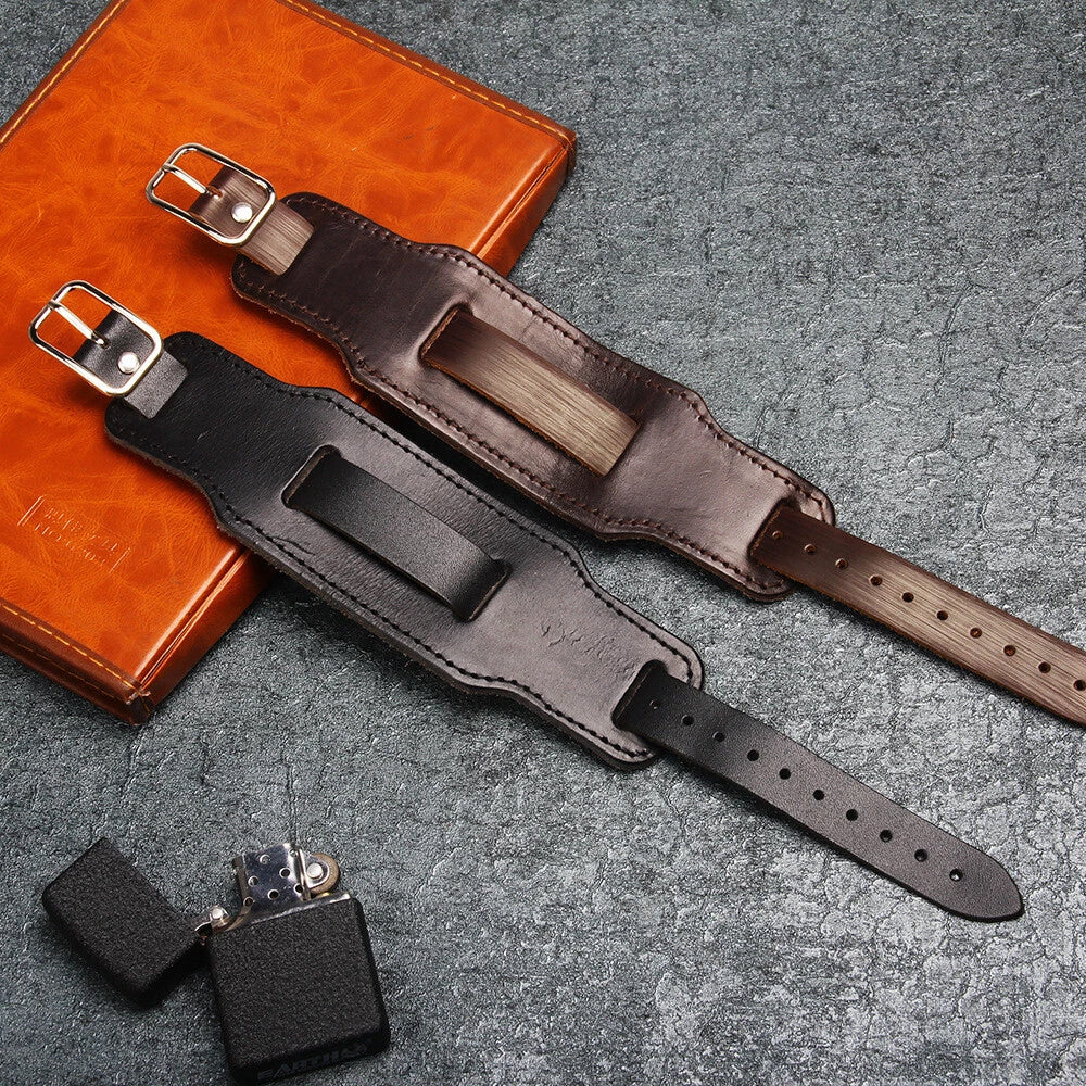 Retro Men'Wide PU Leather Watchband Biker Cuff Wristband Bracelet Gift