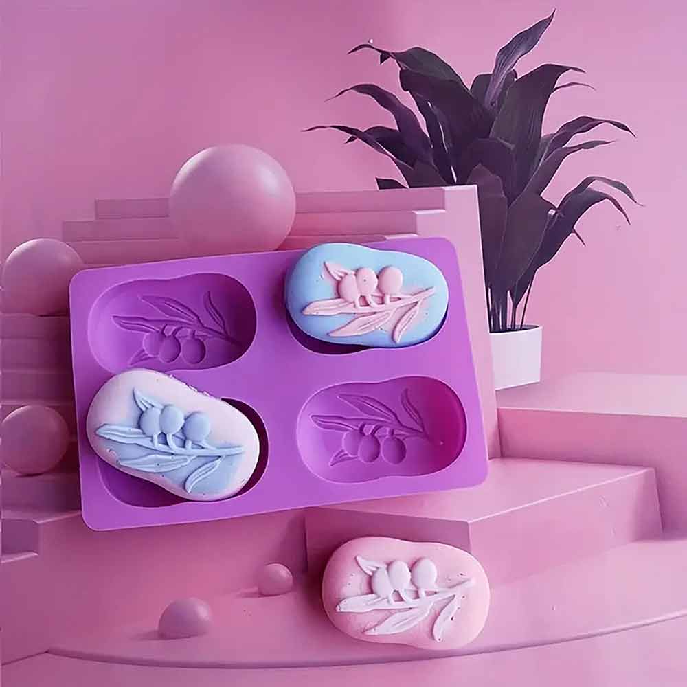 4 Cavity Craft Tools Olive Tree Shape Silicone Mould Handmade Cake Soap Mold AU