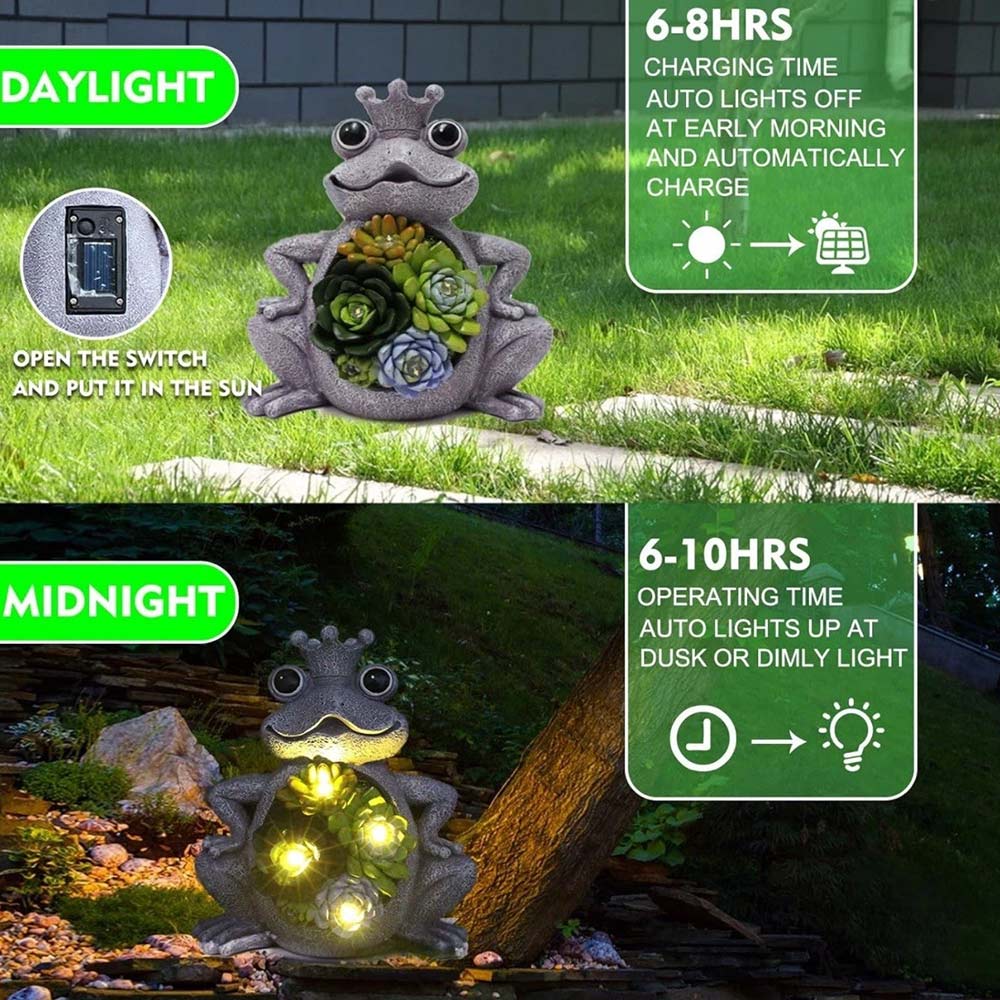 Solar Powered Light Up Fantasy Frog Garden Ornament - Outdoor LED Decor