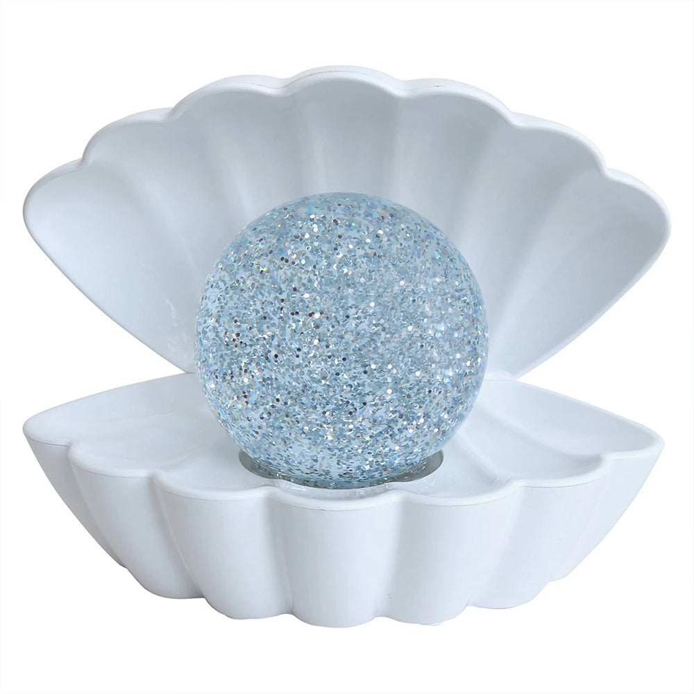 White Glitter Ball Lamp – 7-Colour LED Seashell Clam Mood Light