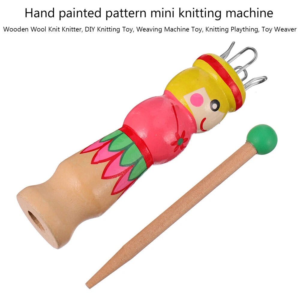 Large Wooden Knitting Spool Doll – French Knitting & Corking Tool for Beginners, Educational Hand Weaving Craft Kit
