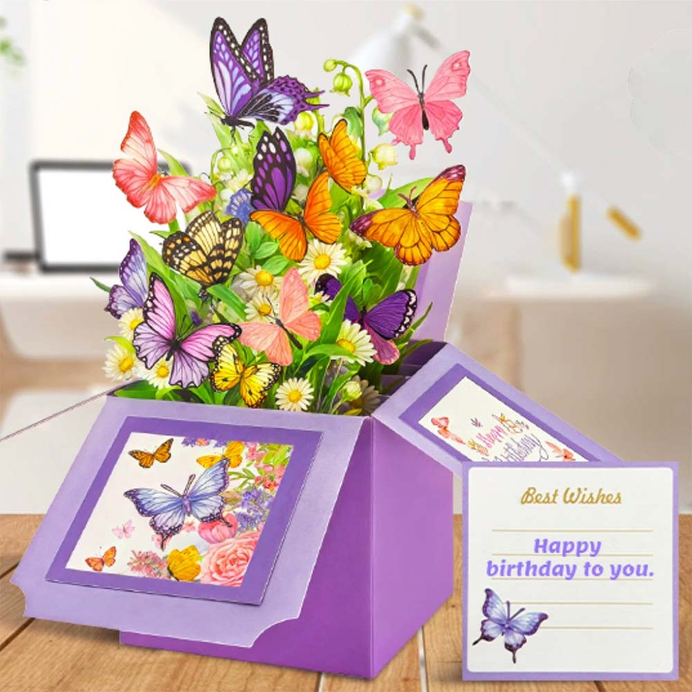 3D Pop-Up Birthday Card – Luxury Butterfly Floral Surprise for Mum, Daughter, Wife, Niece